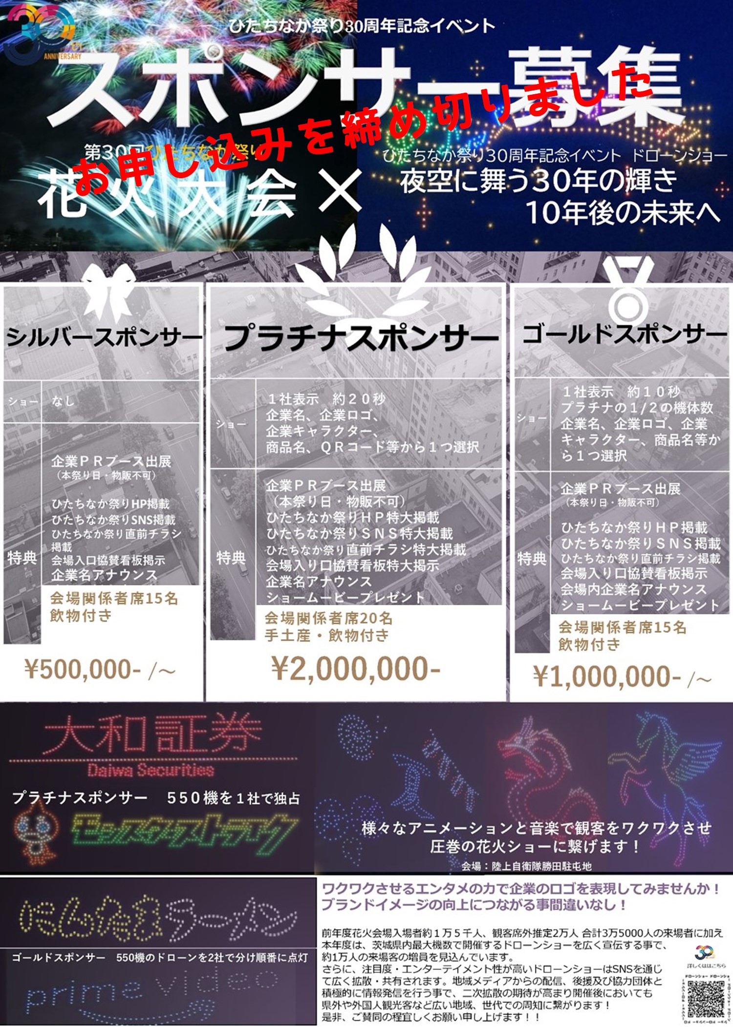 ドローンショー(ひたちなか祭り30周年記念イベント)スポンサー募集