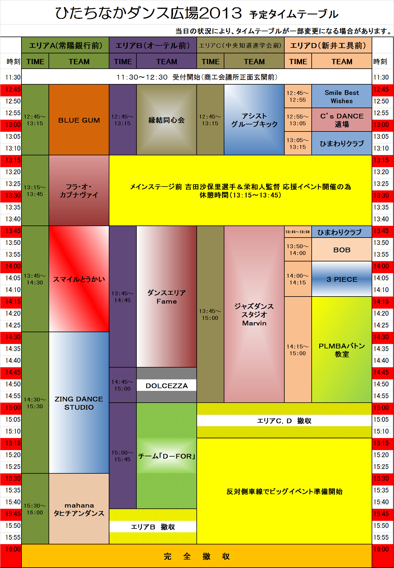 ひたちなかダンス広場2013タイムテーブル